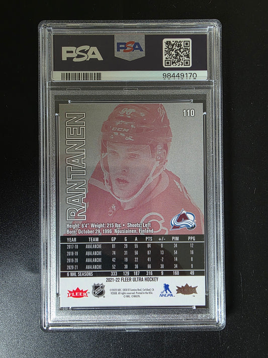 2021-22 Upper Deck Fleer Ultra - Gold Speckled Rainbow Foil - Mikko Rantanen #110 PSA9