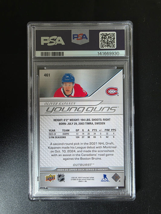 2024-25 Upper Deck Series 2 - Outburst - Young Guns - Oliver Kapanen #461 PSA9 RC