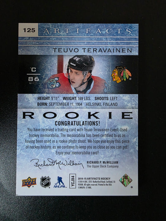 2014-15 Upper Deck Artifacts - Emerald Jersey/Patch - Rookies - Teuvo Teravainen #125 /75 RC