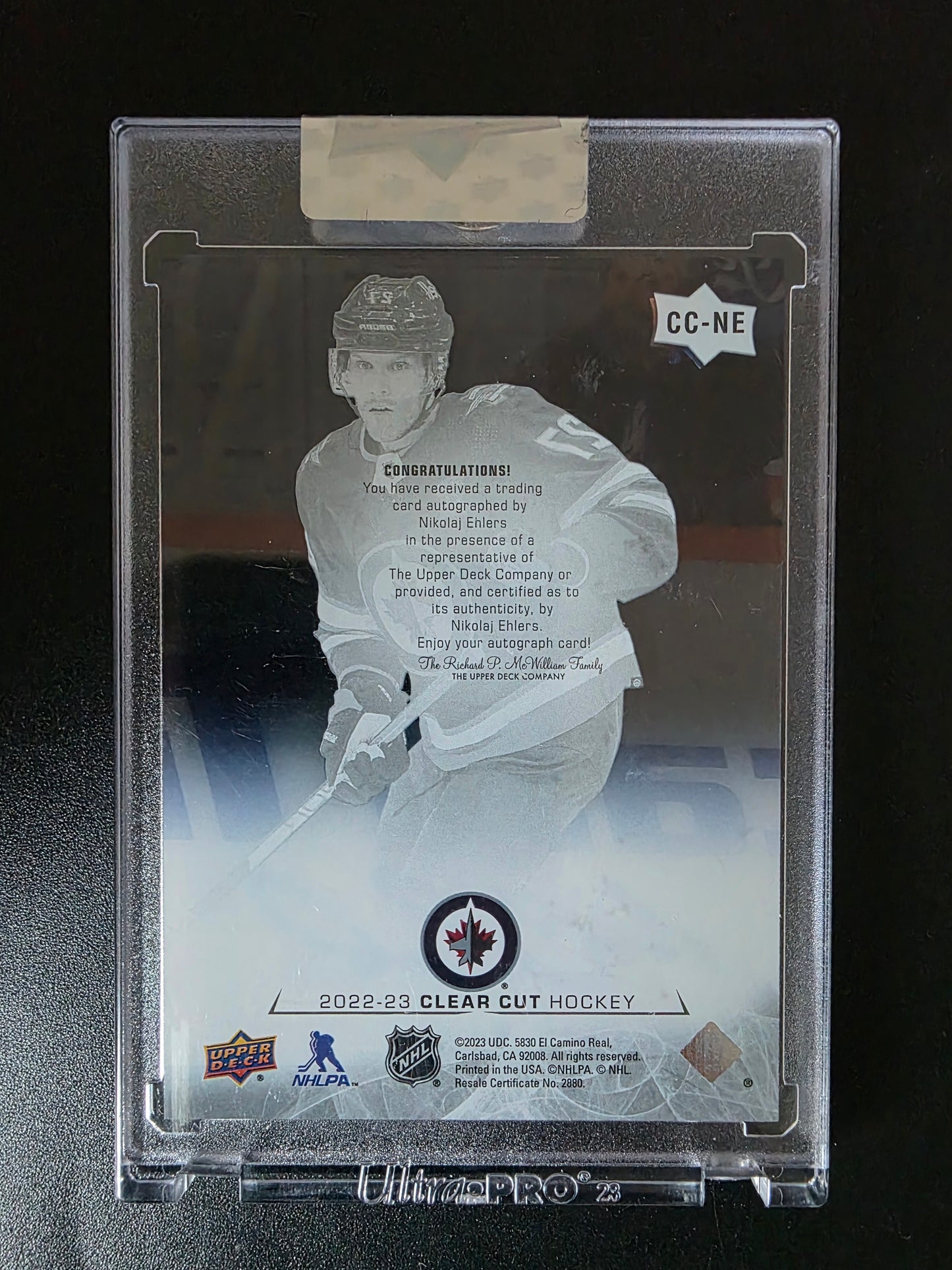 2023-24 Upper Deck Clear Cut - 2022-23 Base Update - 2023-24 Upper Deck Clear Cut Update - Nikolaj Ehlers #CC-NE