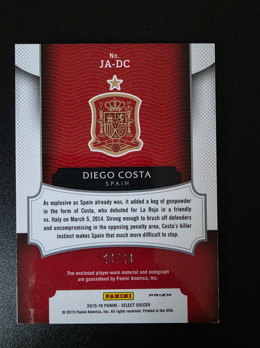 2015-16 Panini Select - Jersey Autographs - Orange Prizm - Diego Costa #JA-DC /20