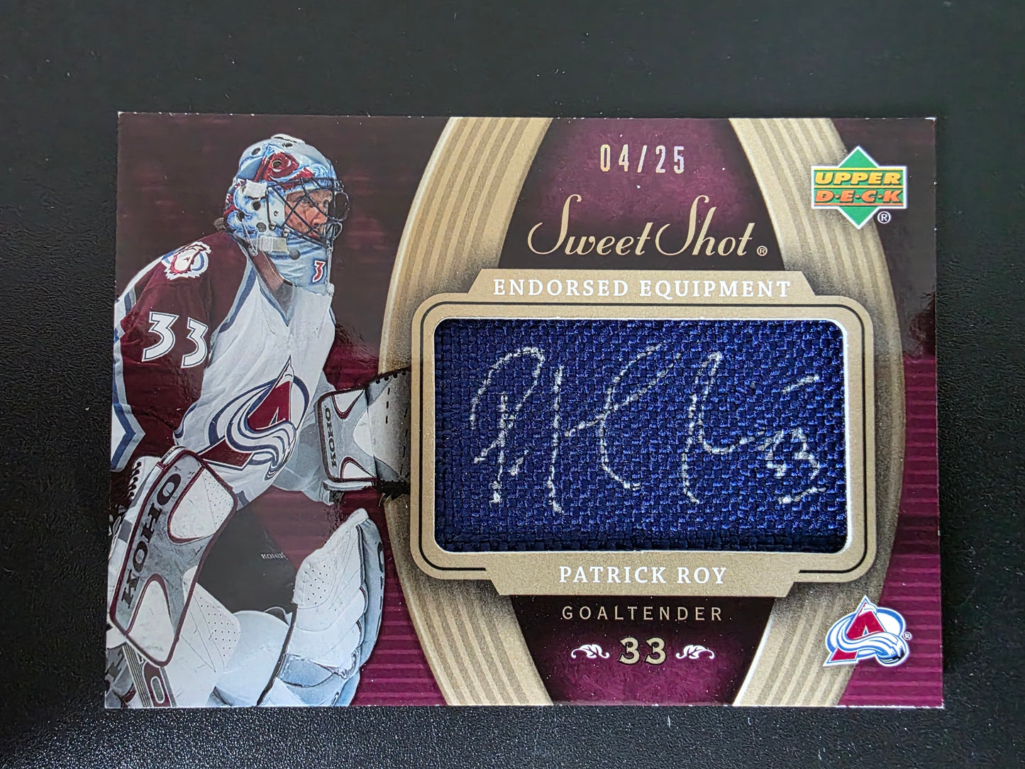 2006-07 Upper Deck Sweet Shot - Endorsed Equipment - Patrick Roy #EE-PR /25