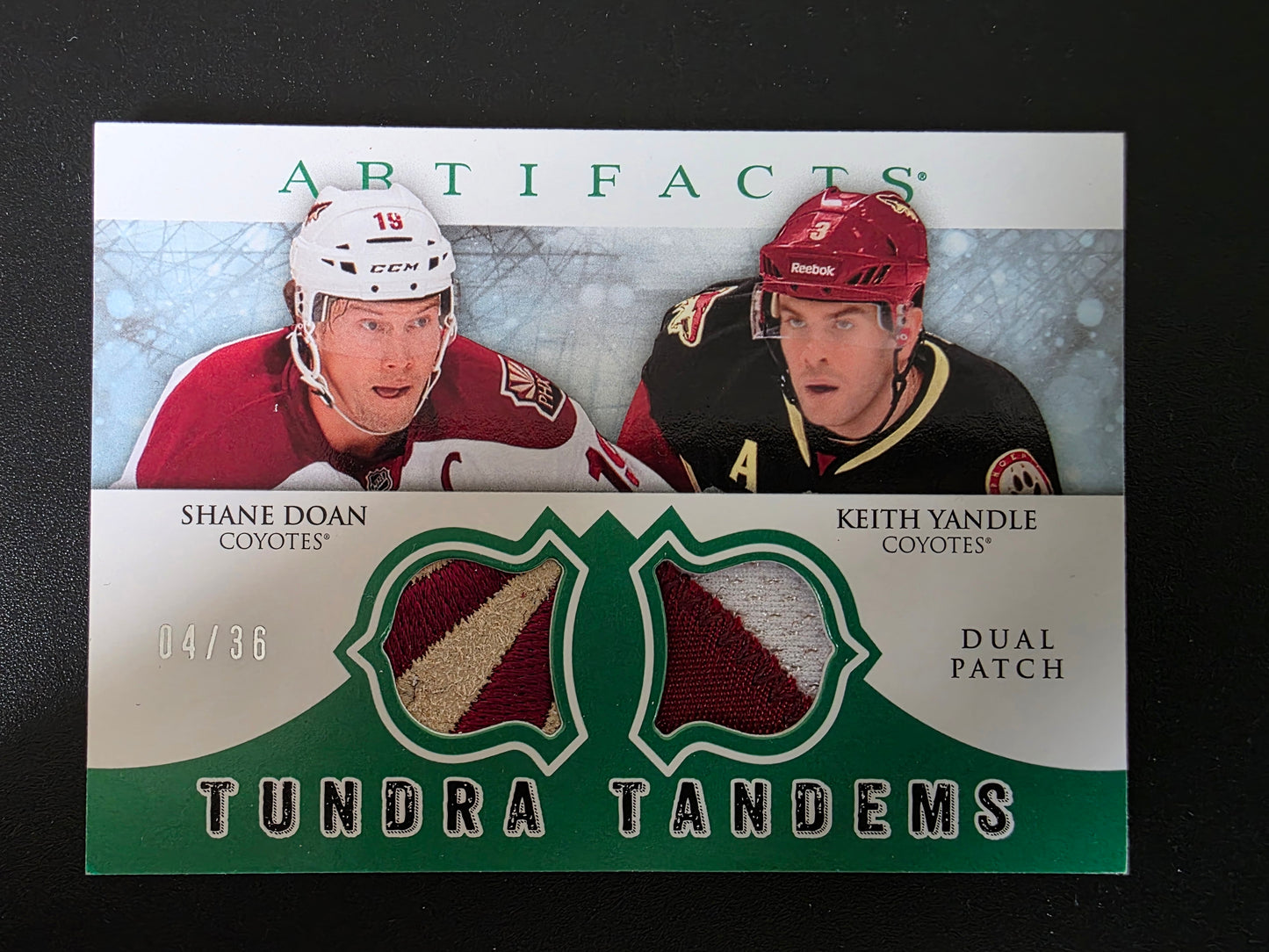 2012-13 Upper Deck Artifacts - Tundra Tandems Dual Jerseys - Emerald Patches - Shane Doan / Keith Yandle #TT-DY /36