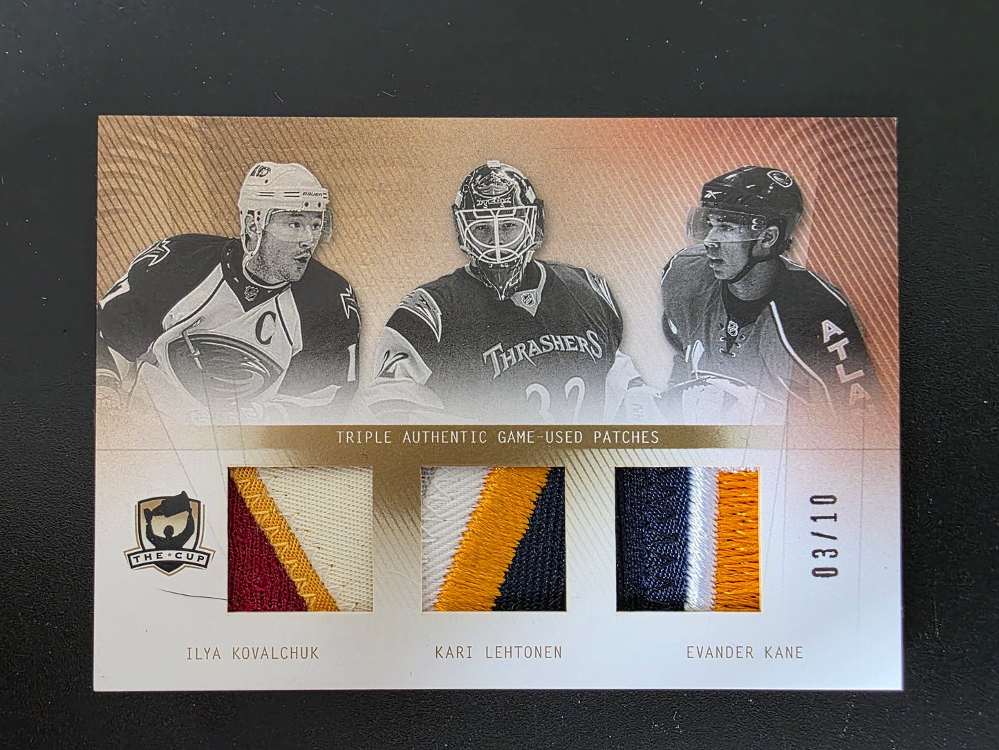 2009-10 Upper Deck The Cup - Cup Trios - Patches - Ilya Kovalchuk / Kari Lehtonen / Evander Kane #CT-KLK /10