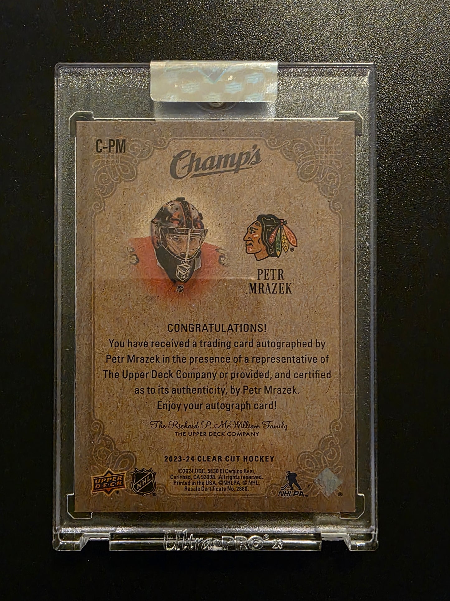 2023-24 Upper Deck Clear Cut - Champs - Petr Mrazek #C-PM