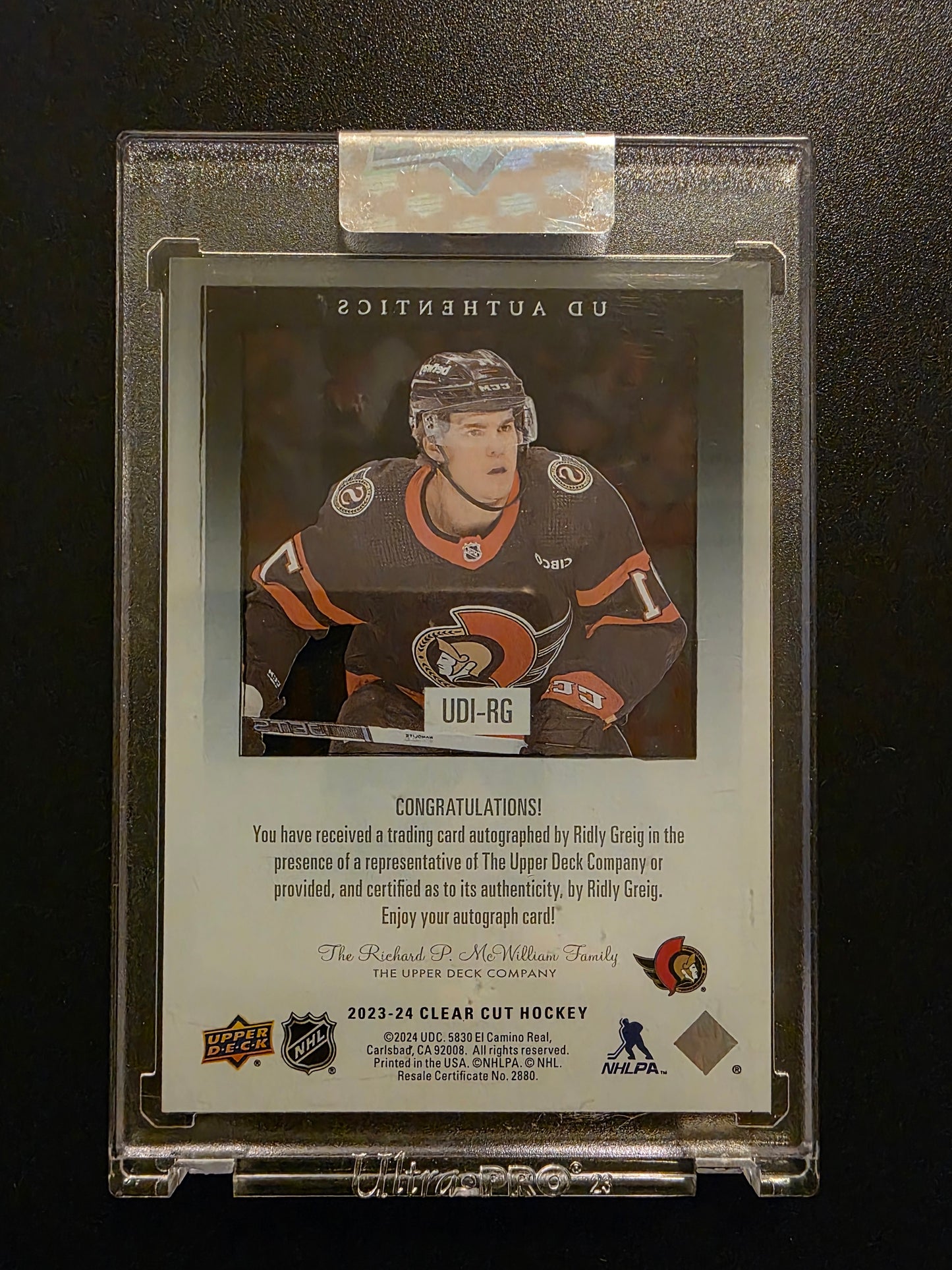 2023-24 Upper Deck Clear Cut - 1998-99 UD Ionix Authentics - Ridley Greig #UDI-RG