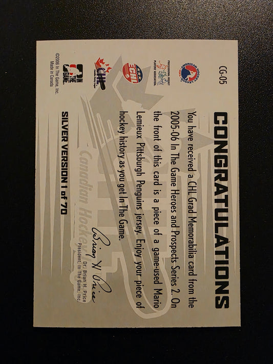2005-06 In the Game Heroes and Prospects - CHL Grad Memorabilia - Silver - Mario Lemieux #CG-05 /70