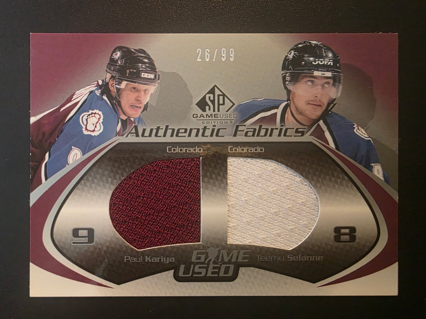 2003-04 Upper Deck SP Game Used Edition - Authentic Fabrics Dual - Paul Kariya / Teemu Selanne #DF-KS /99