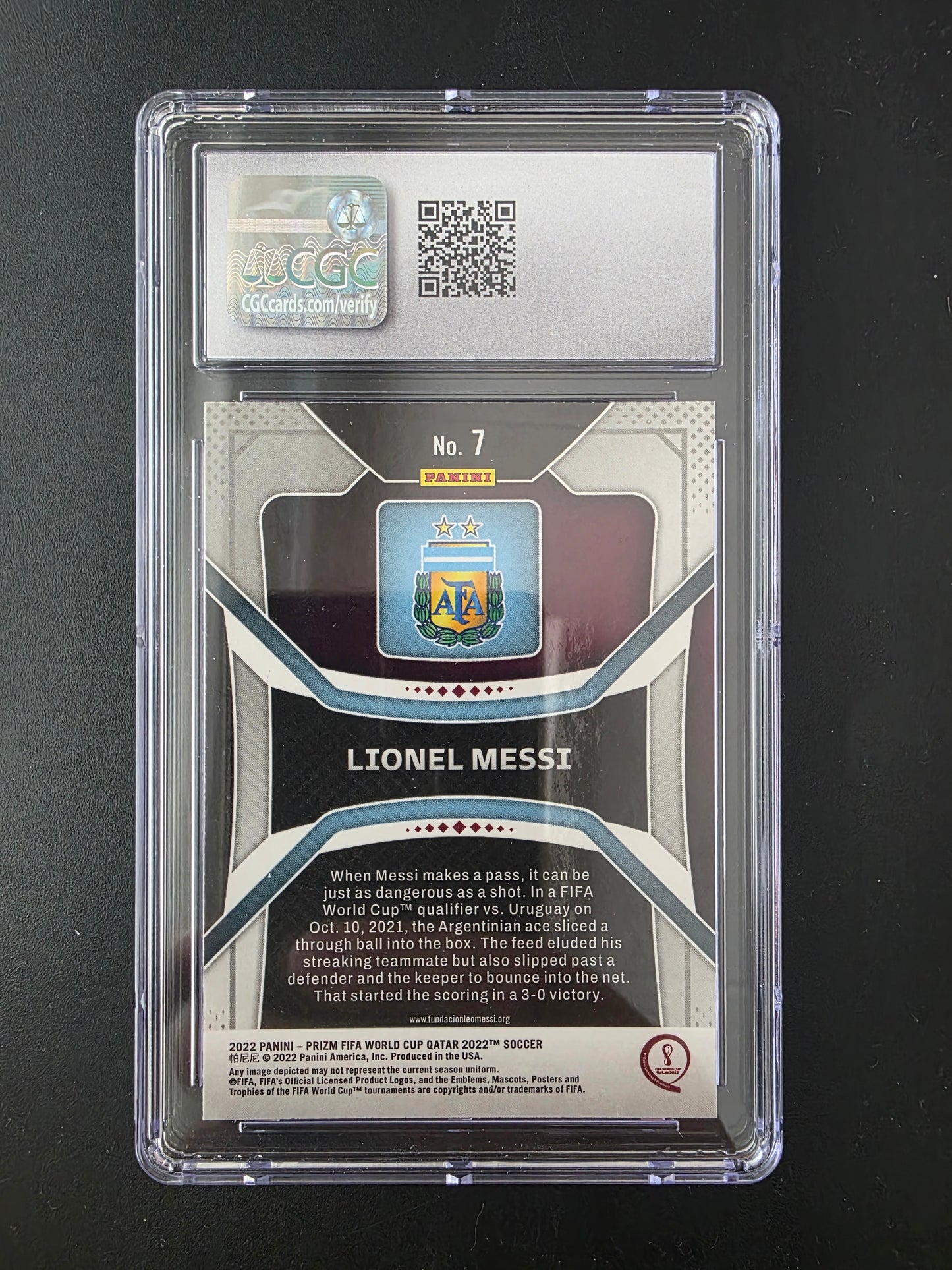 2022 Panini Prizm World Cup Qatar - Lionel Messi #7 CGC 8.5