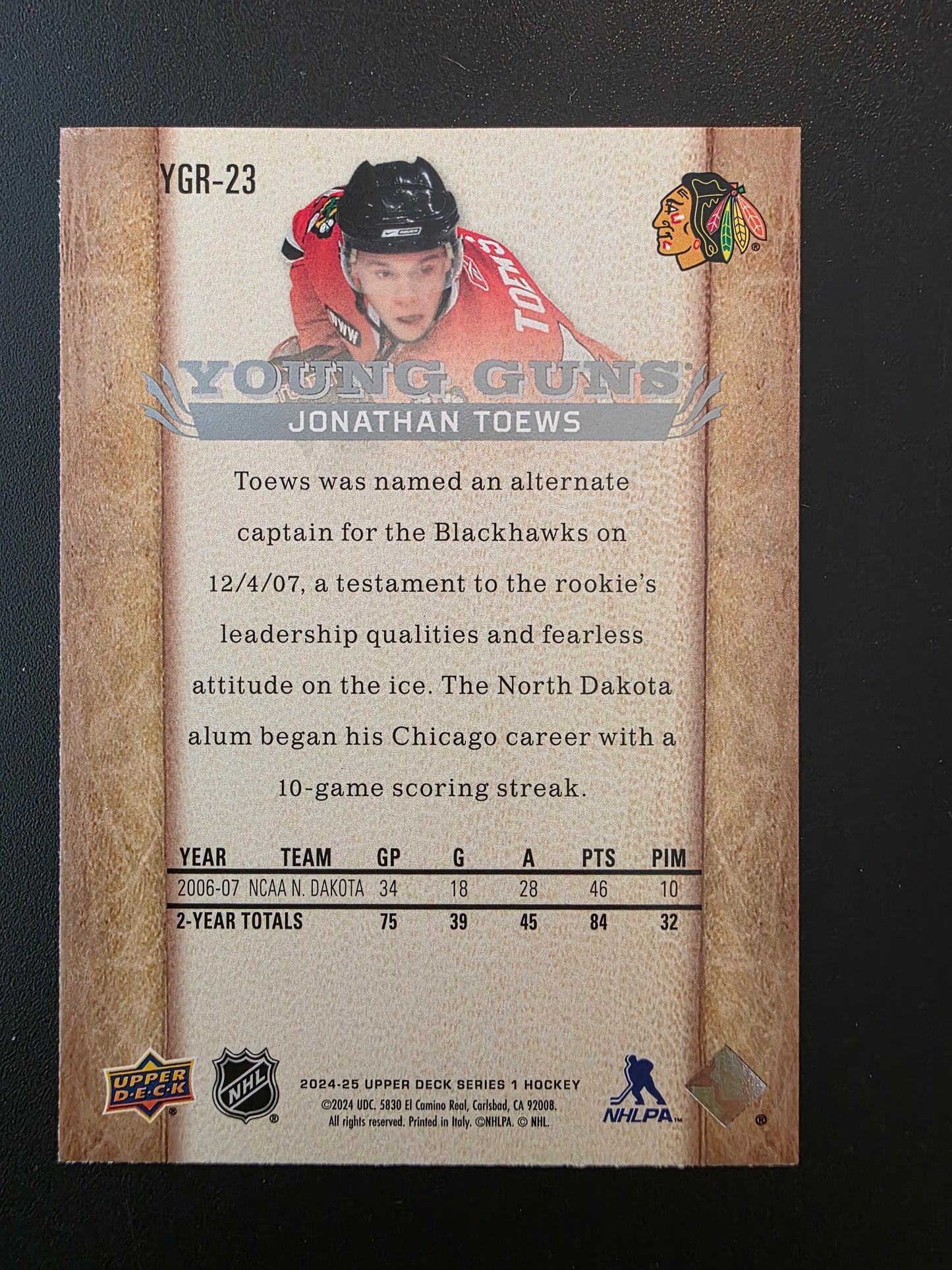 2024-25 Upper Deck Series 1 - Young Guns Renewed - Jonathan Toews #YGR-23