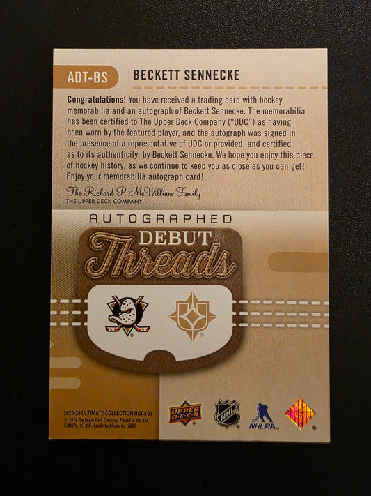 2025-26 Upper Deck Ultimate Collection - Debut Threads - Beckett Sennecke #ADT-BS /99 RC