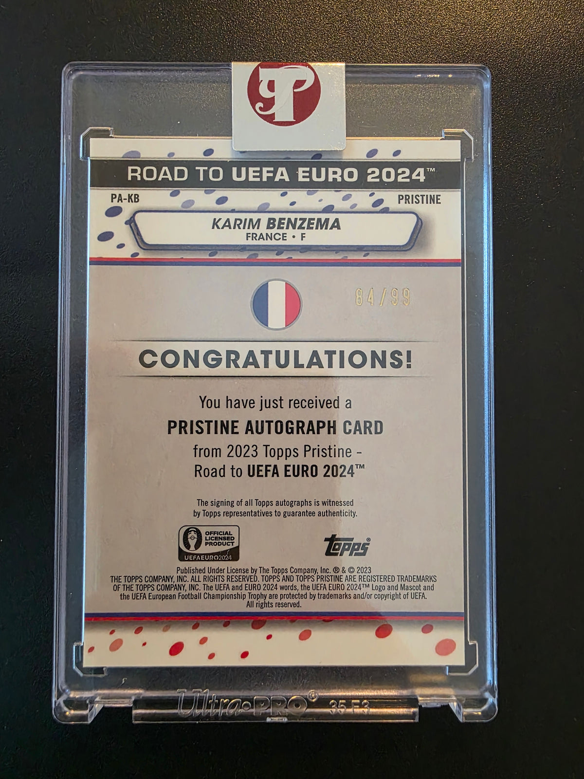 2023 Topps Pristine Road to UEFA Euro 2024 - Autographs - Pristine Pulsar Refractor - Karim Benzema #PA-KB /99