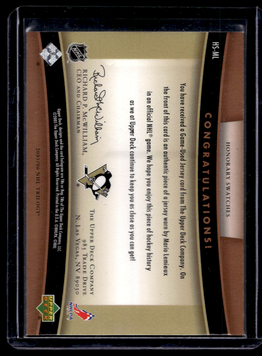 2005-06 Upper Deck Trilogy - Honorary Swatches - Mario Lemieux #HS-ML