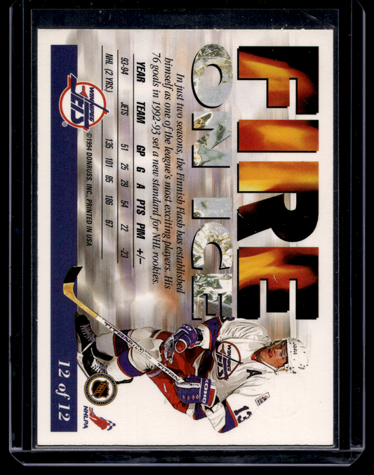 1994-95 Leaf - Fire on Ice - Teemu Selanne #12