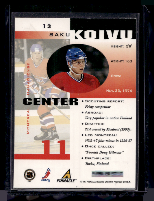 1997-98 Pinnacle Inside - Coaches Collection - Saku Koivu #13