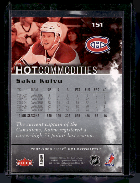 2007-08 Fleer Hot Prospects - Hot Commodities - Saku Koivu #151 /999