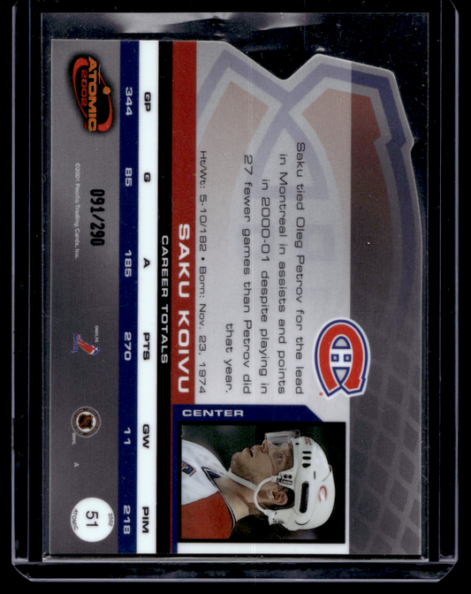 2001-02 Pacific Atomic - Red - Saku Koivu #51 /290