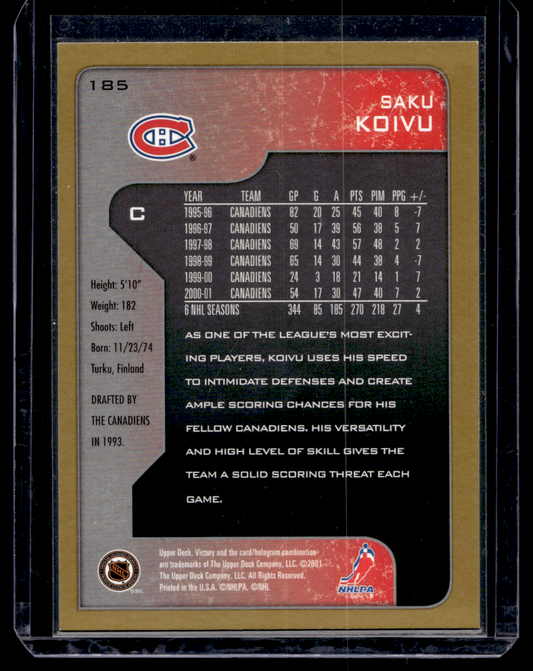2001-02 Upper Deck Victory - Gold - Saku Koivu #185