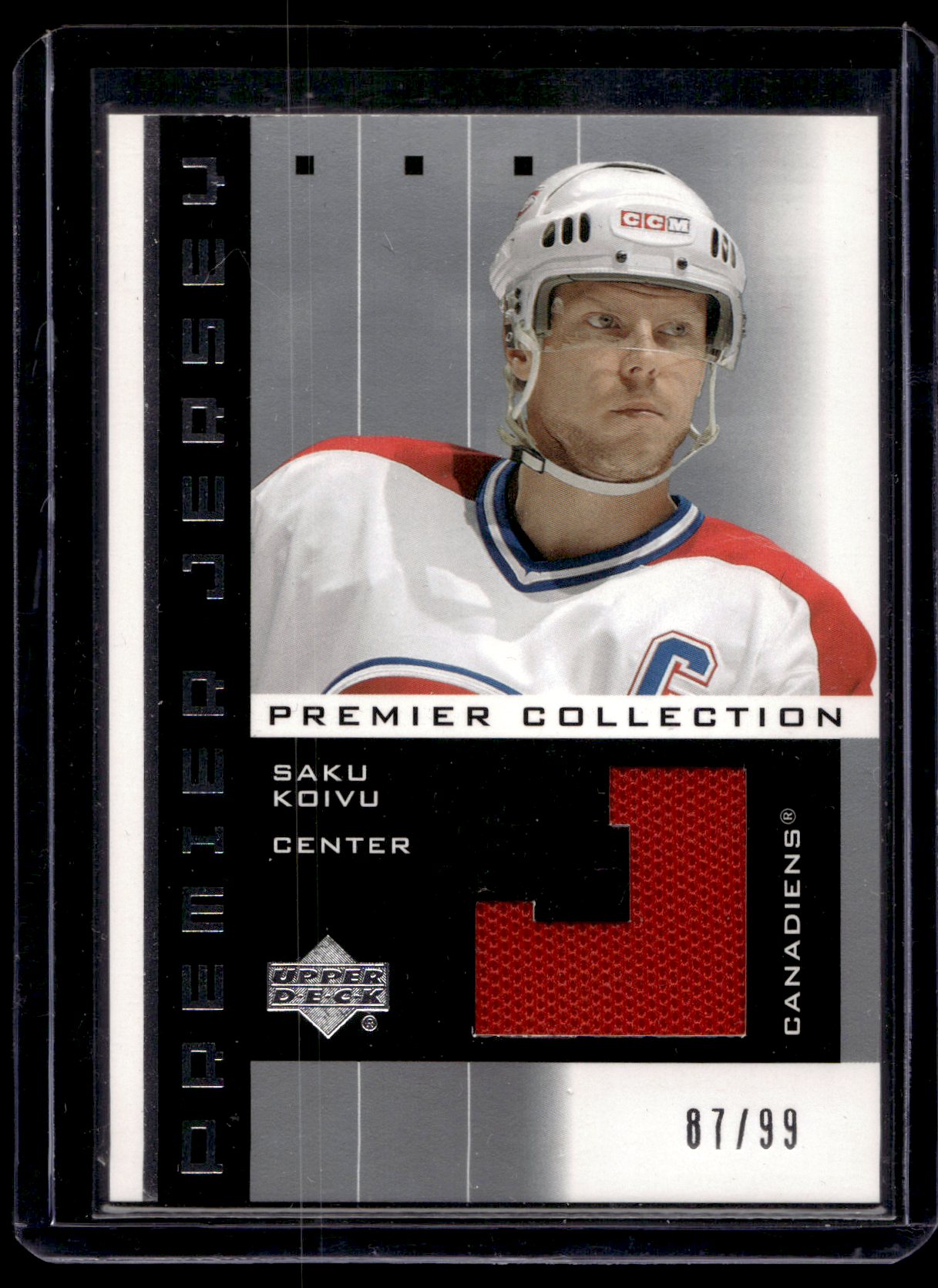 2002-03 Upper Deck Premier Collection - Premier Jerseys - Silver - Saku Koivu #PP-SK /99