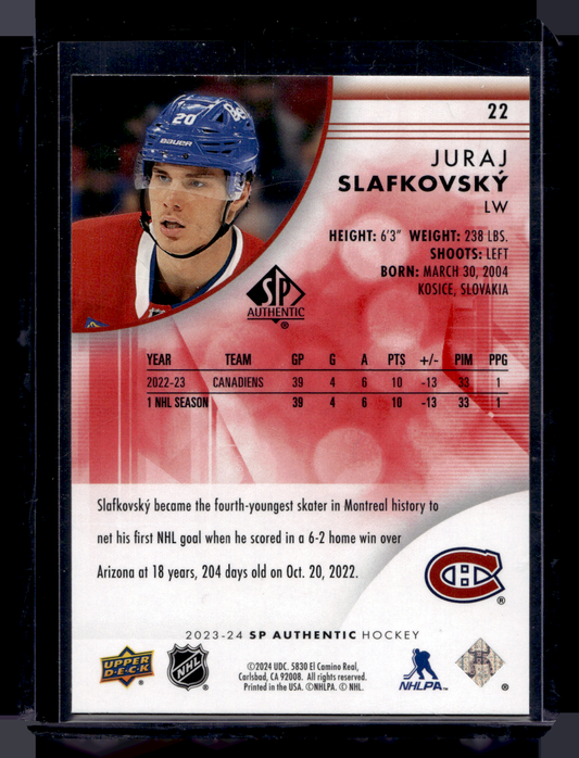 2023-24 Upper Deck SP Authentic - Red Limited - Juraj Slafkovsky #22