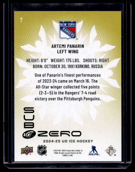 2024-25 Upper Deck Ice - Sub Zero Stars - Artemi Panarin #7