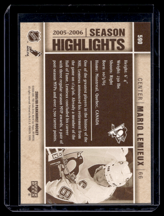 2005-06 Parkhurst - Season Highlights - Mario Lemieux #590