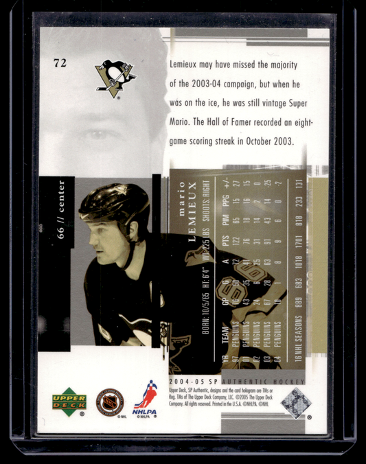 2004-05 Upper Deck SP Authentic - Mario Lemieux #72