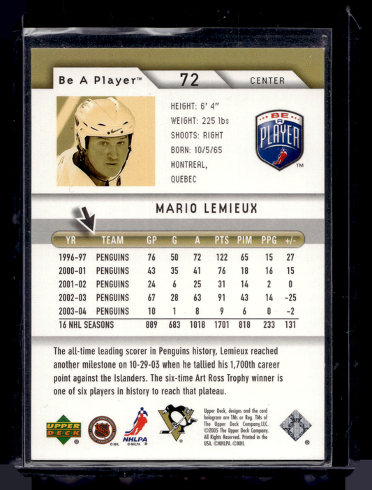 2005-06 Upper Deck Be a Player - Mario Lemieux #72