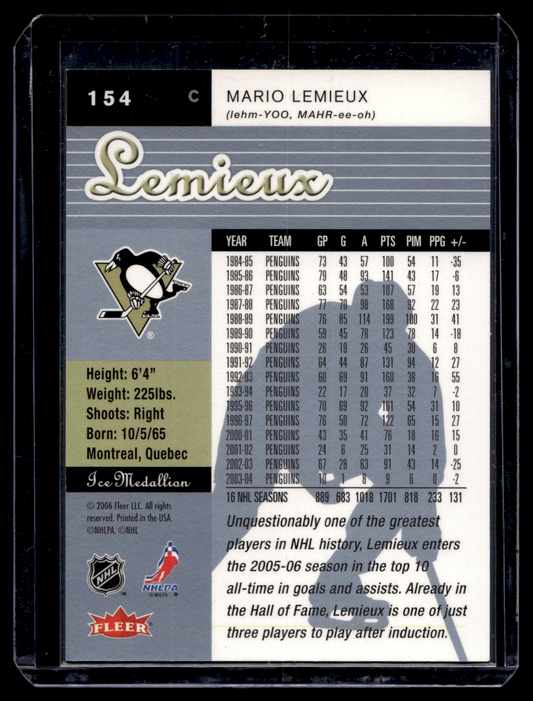 2005-06 Fleer Ultra - Ice Medallion - Mario Lemieux #154 of 100