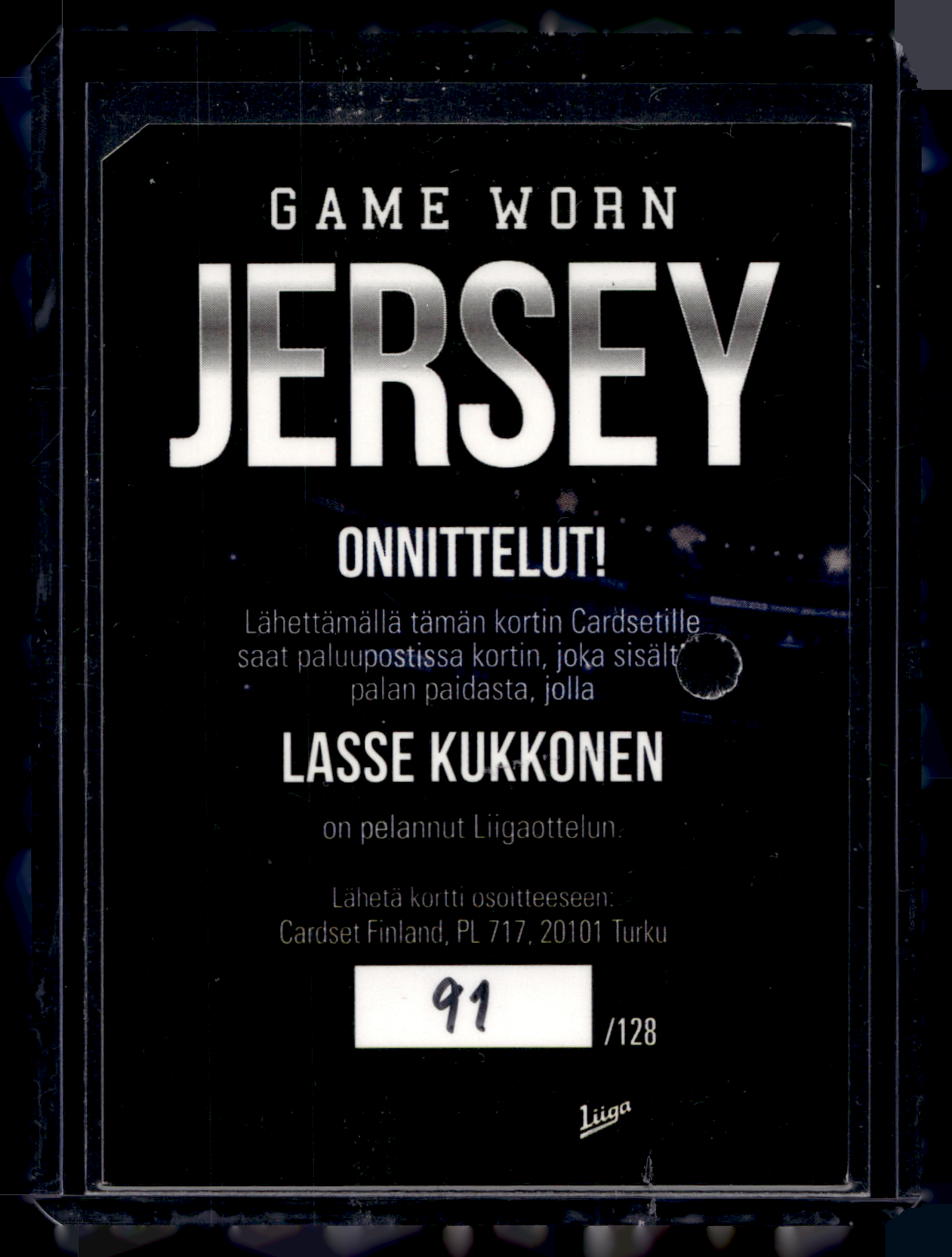 2017-18 Cardset - Game Worn Jersey - Lasse Kukkonen /128