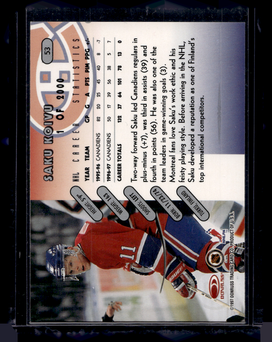 1997-98 Donruss - Silver Press Proof - Saku Koivu #53 /2000
