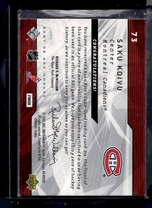 2007-08 Upper Deck SPx - Spectrum - Saku Koivu #73 /25