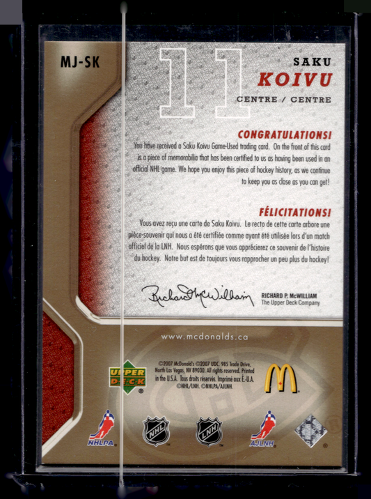 2007-08 Upper Deck McDonald's - Jerseys - Saku Koivu #MJ-SK /100
