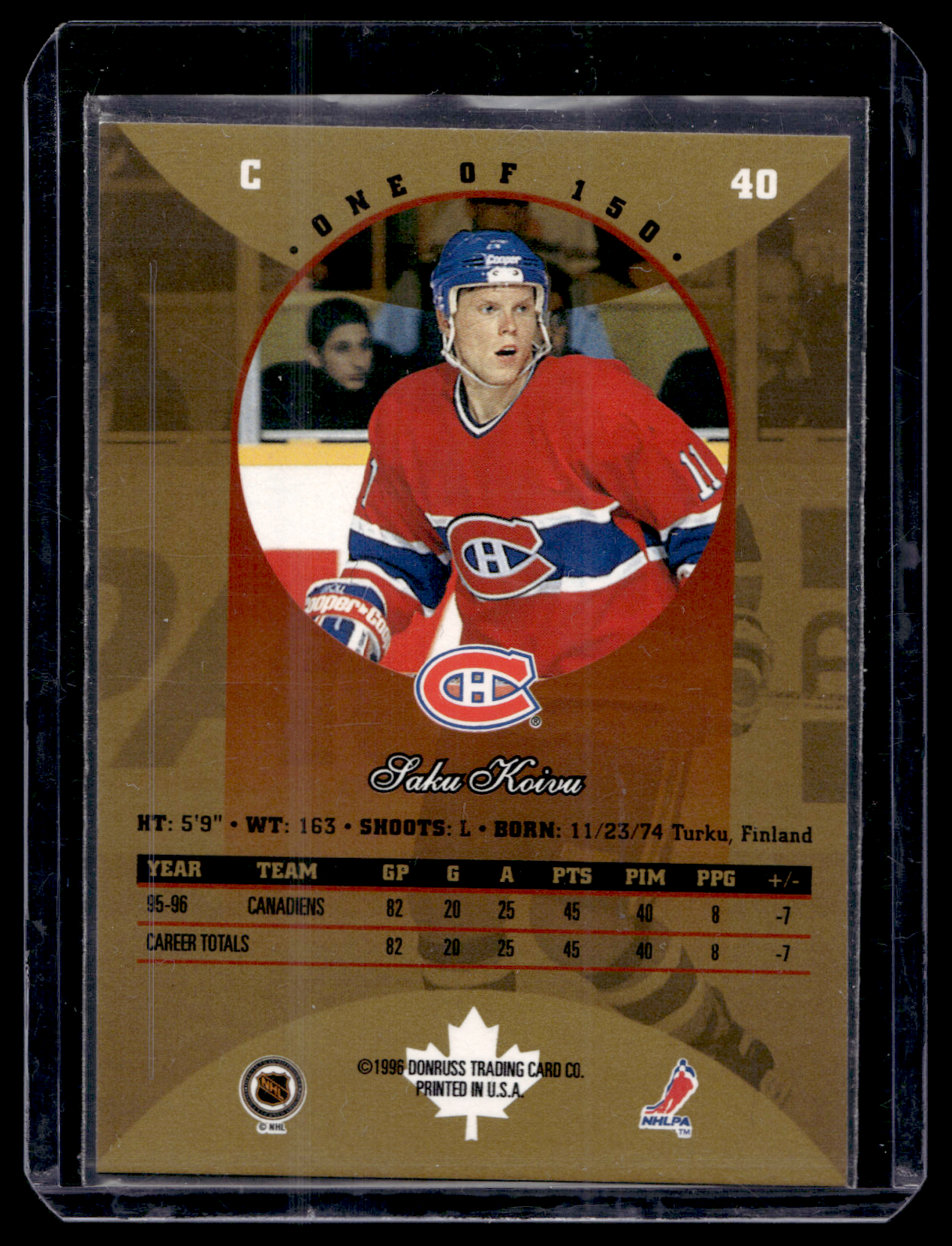 1996-97 Donruss Canadian Ice - Canadian Gold - Saku Koivu #40 /150