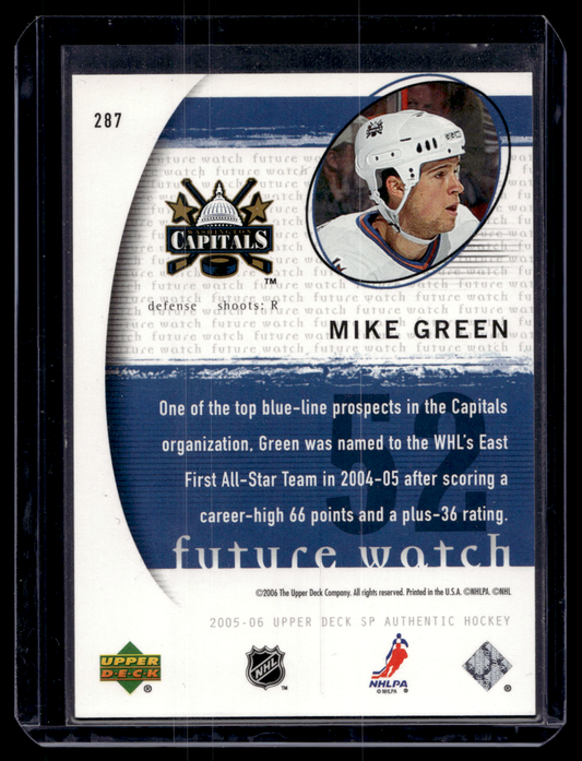 2005-06 Upper Deck SP Authentic - Limited - Future Watch - Mike Green #287 /100 RC