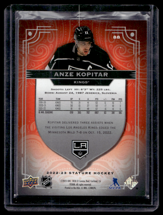 2022-23 Upper Deck Stature - Orange - Anze Kopitar #88 /55