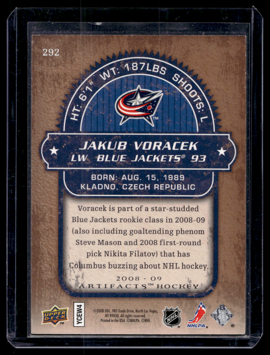 2008-09 Upper Deck Artifacts - Rookie - Jakub Voracek #292 /999 RC