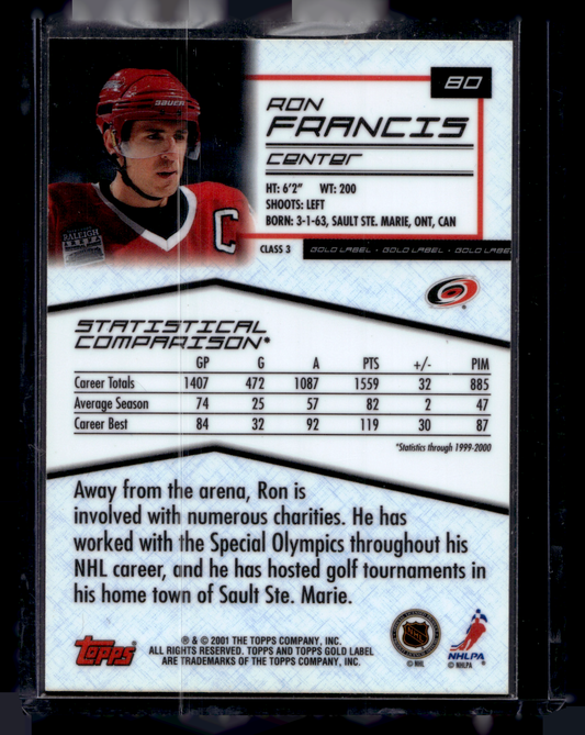 2000-01 Topps Gold Label - Class 3 - Ron Francis #80