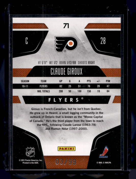 2011-12 Panini Certified - Mirror Blue - Claude Giroux #71 /99