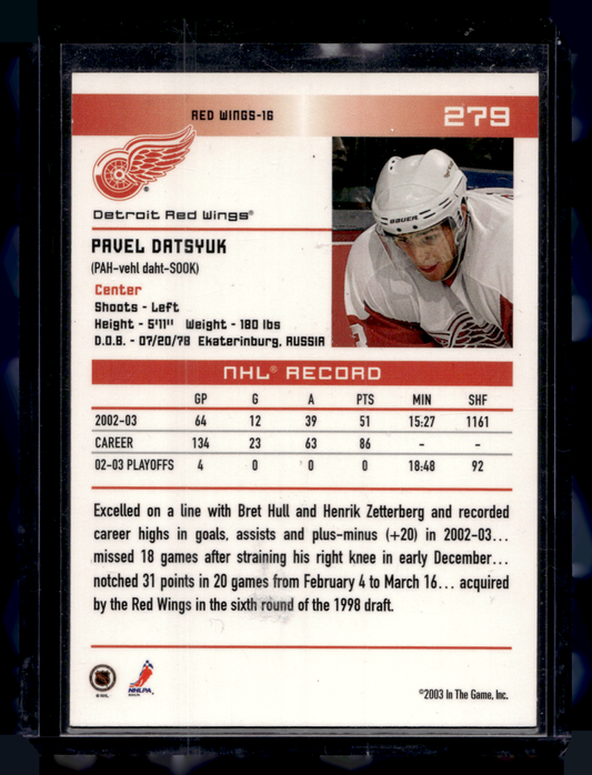 2003-04 In the Game Action - All-Star Game Missing Serial Number - Pavel Datsyuk #279