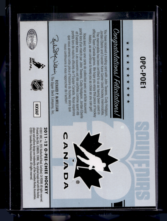 2011-12 O-Pee-Chee - Souvenirs Quadruple Relics - John Tavares / Jordan Eberle / Evander Kane / Cody Hodgson #OPC-POE1 RY
