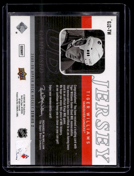 2008-09 Upper Deck - UD Game Jersey Series 2 - Tiger Williams #GJ2-TW
