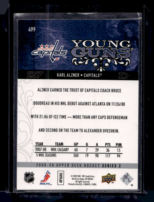 2008-09 Upper Deck - UD Exclusives -Young Guns - Karl Alzner #499 /100 RC
