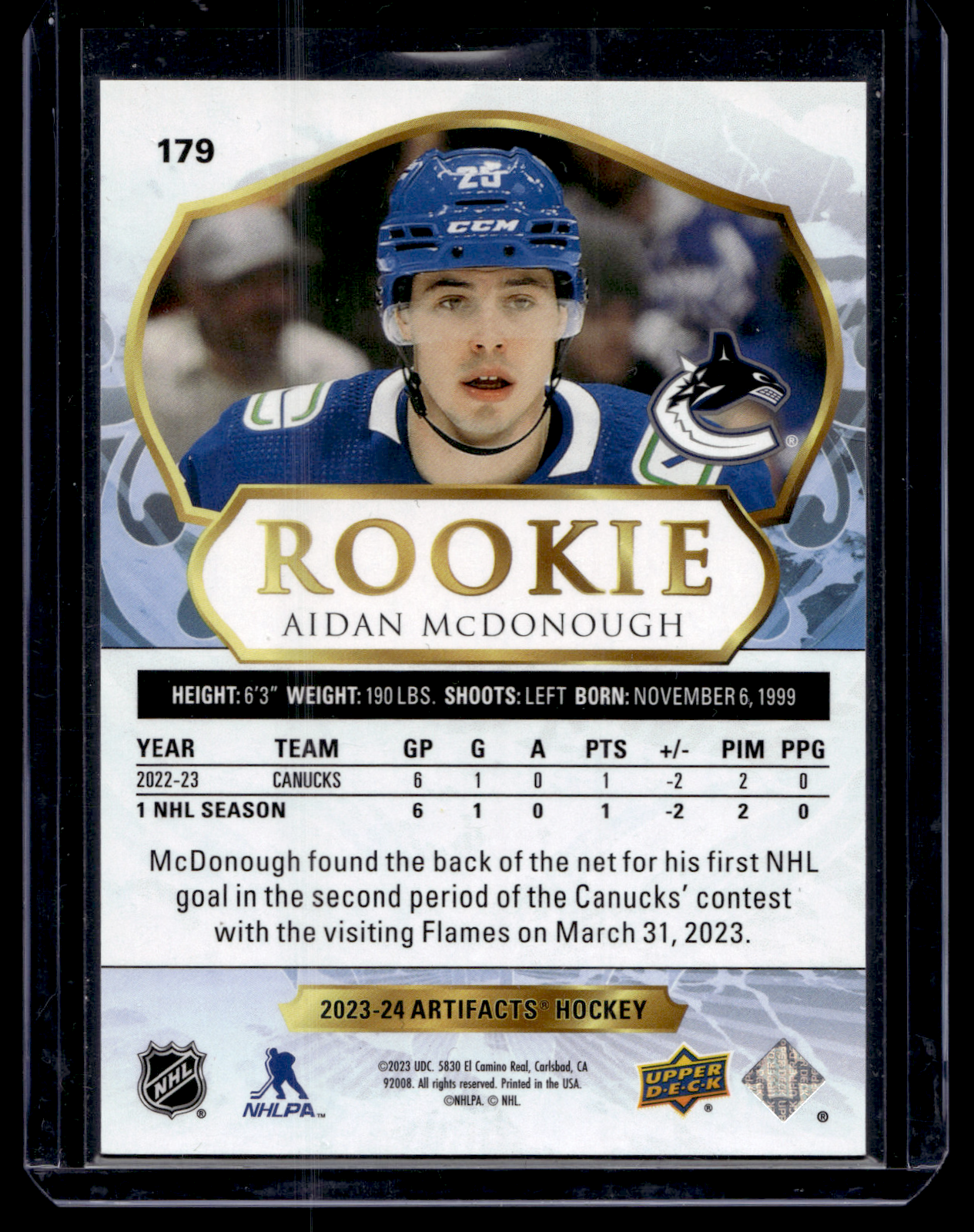 2023-24 Upper Deck Artifacts - Polychrome - Rookies - Aidan McDonough #179 /65 RC