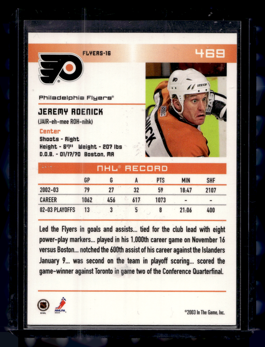 2003-04 In the Game Action - All-Star Game Missing Serial Number - Jeremy Roenick #469