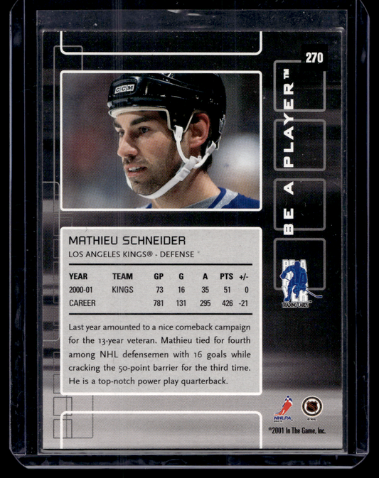 2001-02 In the Game Be A Player Memorabilia - Emerald - Toronto Spring Expo - Mathieu Schneider #270 1of1