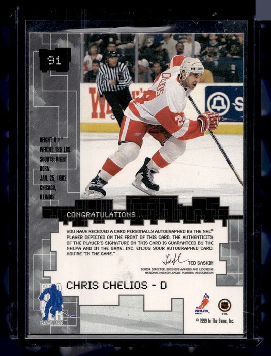 1999-00 In the Game Be A Player Millennium Signature Series - Autographs Redemption - Chris Chelios #91