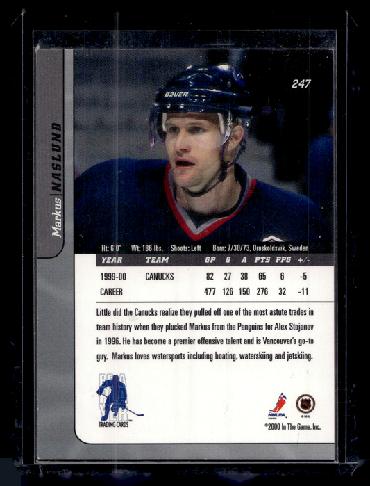 2000-01 In the Game Be A Player Signature Series - Ruby Chicago Sun-Times - Markus Naslund #247 /10
