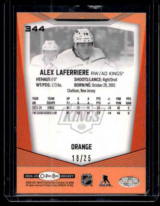 2024-25 O-Pee-Chee - Orange Border - Alex Laferriere #344 /25