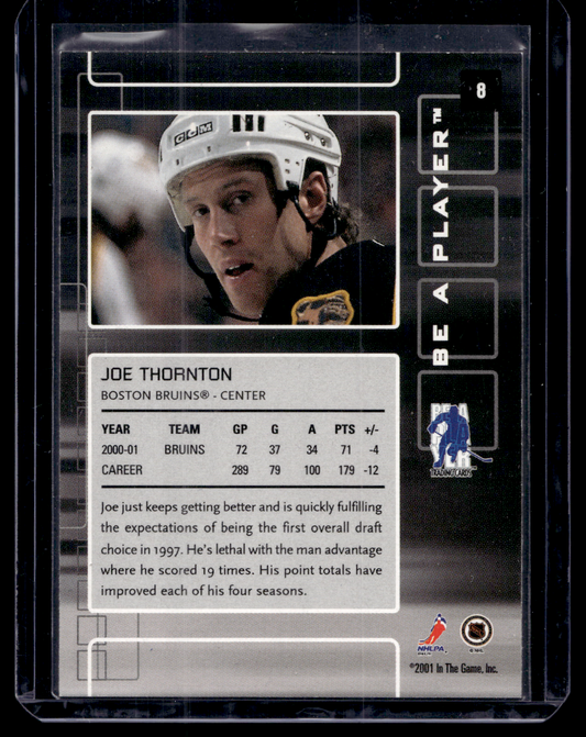 2001-02 In the Game Be A Player Memorabilia - Sapphire Toronto Fall Expo - Joe Thornton #8 /10